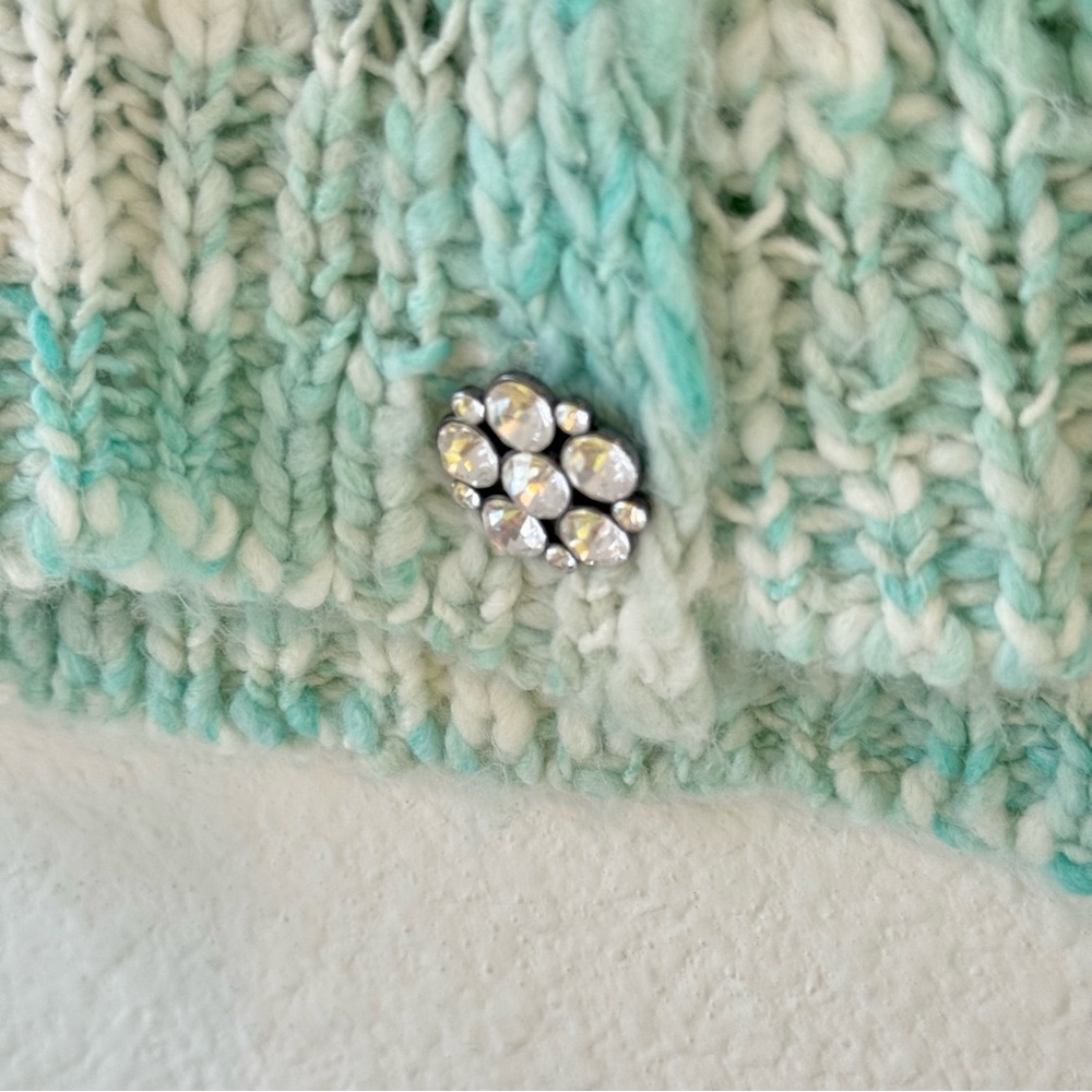 Wild Fable Cropped Chunky Cardigan Mint Green Space Dye Knit S Soft Sweater - Picture 5 of 10